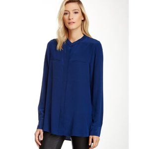 Vince Silk Oversized Pocket Blouse Top
